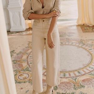 Sezane Ecru Wide Leg Jeans